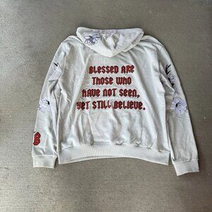Only The Blind Hoodie XL White Embroidered Logo “Blessed Are Those” Graphic